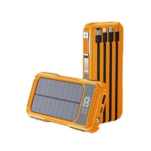 trending solar power generator Tech with cable LED light Type C fast charger powerbank portable Solar Power Bank 20000mah