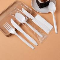 Ensemble de couverts jetables biodégradables en amidon de maïs (couteau, fourchette, cuillère) – Compostables