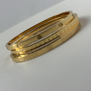 Bracelet ouvert punk tendance en acier inoxydable, bijoux de créateur, plaqué or 18 carats, bracelet jonc tendance - Product Image 5