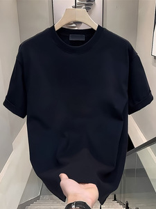 Camiseta de algodón de lujo para hombre, estilo coreano, informal, combina con todo, de manga corta, 220g, ajuste holgado, patrón de letras de algodón 100% - Product Image 4