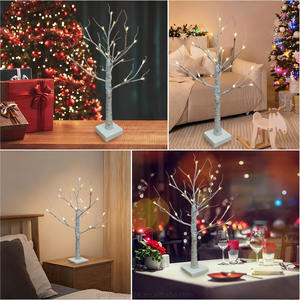 Árbol de Navidad Artificial de Abedul con Luces LED de 24 Pulgadas, Alimentación por Batería/USB, 24 Bombillas, Ilumina la Decoración del Hogar, Dormitorio, Ventana y Fiestas - Product Image 6