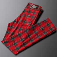 Pantalon à carreaux de luxe léger pour homme, coupe droite, décontracté, tendance, de marque, pour l'automne et l'hiver