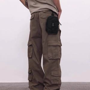 Pantalones Cargo de Pierna Recta con Múltiples Bolsillos, Estilo Vintage Lavado, Corte Holgado, para Hombre, MOQ Bajo Personalizable, Novedad 2025 - Product Image 3