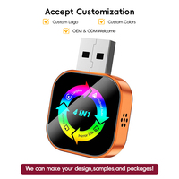 Mini Orange 4-in-1 Kabelloser Carplay-Adapter Android Auto Mirror Link Kabelgebunden zu Kabellos USB Typ-C für iOS Android Smartphone