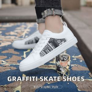 Zapatos Deportivos Transpirables para Hombre, Primavera-Verano, Estilo Skate, de Caña Baja, con Cordones, Impermeables, Ligeros, Diseño con Estampado de Grafiti, Casuales - Product Image 2