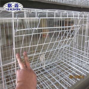 Cage à poulets de chair manuelle de type H à 3 niveaux et 2 portes, capacité de 60 oiseaux, pour les poulets d'élevage, système de batterie - Product Image 2