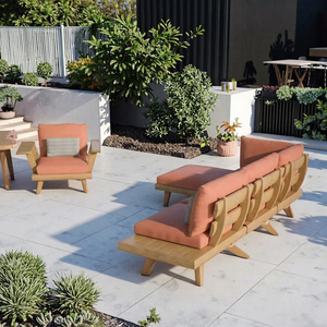 Set Moderno di Tavolo e Divani da Esterno in <span class=keywords><strong>Legno</strong></span> di Teak su Misura, Arredamento per Appartamenti, Patio, <span class=keywords><strong>Giardino</strong></span>, Cortile, Hotel, Soggiorno, Impermeabile - Product Image 4