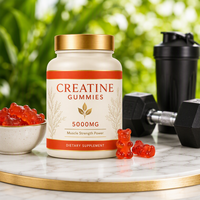 Gummies de créatine monohydrate végétaliennes sans sucre, saveur orange, marque privée ODM/OEM, pour la croissance musculaire et la force chez l'adulte