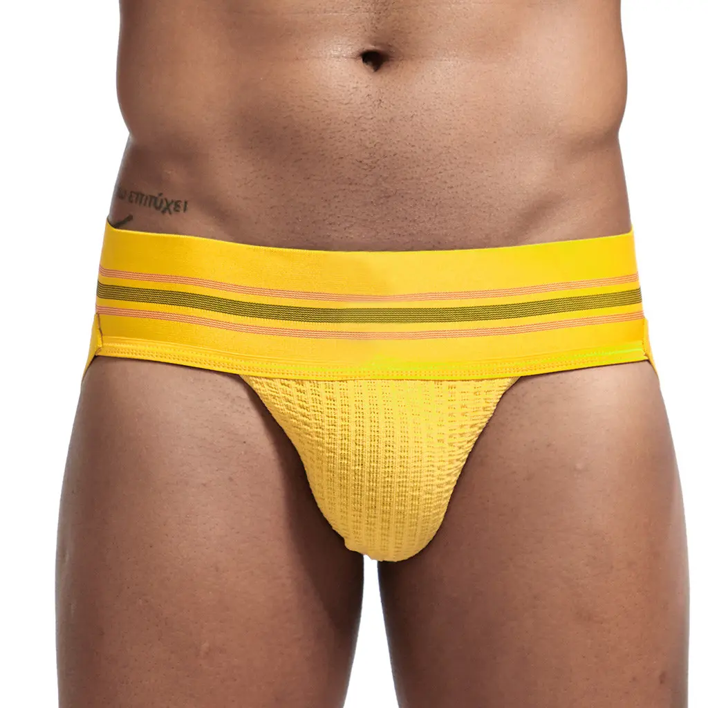 OEM New 7CM wide waistband knitted cotton Solid Color custom men gay underwear mens sexy jockstrap
