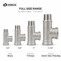 Raccord en T allongé en acier inoxydable 304, filetage femelle G BSPP de 1/2 à 1 pouce et filetage mâle ZG BSPT, connecteur 3 voies pour eau et gaz