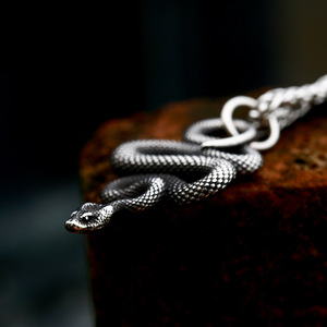 316l Acero inoxidable gótico hombres gótico Retro plata serpiente colgante collar Animal joyería plata serpiente colgante Animal collar - Product Image 4