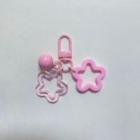 Vente en gros de porte-clés en acrylique en forme d'étoile de bonbons Kawaii mignons, porte-clés fantaisie mini en gelée coloré, breloques pour sac à main