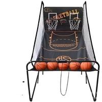 Jeu d'arcade de basket-ball double portable et pliable pour intérieur avec tableau de scores électronique