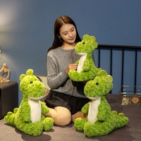 Boneka Dinosaurus Hijau Berbulu Keriting Lucu, Mainan Dino Duduk Lembut, Boneka Hewan Isi Dakron untuk Anak Laki-laki, Dekorasi Sofa Kamar Tidur, Kado Ulang Tahun