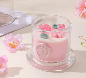 Ensemble artisanal de bougie parfumée rose et diffuseur à bâtonnets - Bougie élégante en verre avec pompon, coffret cadeau pour mariage et anniversaire - Product Image 5