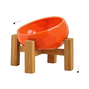 Ciotola per <span class=keywords><strong>Gatti</strong></span> con Supporto in Legno e Protezione per la Colonna Vertebrale, per Cibo e Acqua, in Ceramica - Product Image 6