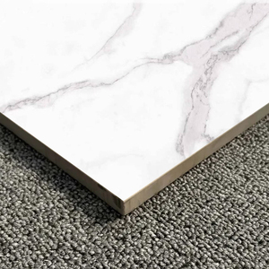 Carreaux de porcelaine rectifiés effet marbre blanc brillant 60x60 pour sol, style moderne - Product Image 2