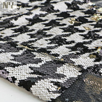 Tissu Nanyee Textile classique noir et beige à sequins reversibles, maille nid d'abeille tricotée 100 % polyester pour textiles de maison et chaussures