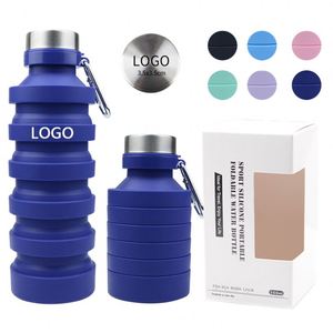 Bouteille d'eau pliable en silicone personnalisée de 500 ml, anti-fuite, réutilisable, pour la randonnée, sans BPA - Product Image 1