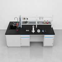 Table de laboratoire en acier avec plan de travail en résine époxy, vente directe fabricant, avec évier et robinet, pour salle blanche pharmaceutique