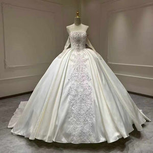 Vestido de Novia de Gala con Cola de Capilla, Apliques Bordados en Satén Moderno Xx26 - Product Image 4