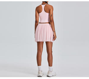 Benutzer definierte Logo Solid <span class=keywords><strong>2</strong></span>-teilige Rock-Sets für Frauen Tennis Golf Yoga Sport Badminton Plissee Hochwertige weiche Rock-Set - Product Image 6