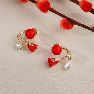 Go Party Elegant Temperament Two Wear <span class=keywords><strong>orecchini</strong></span> Diamond Crystal Ginkgo Leaf Red <span class=keywords><strong>Rose</strong></span> Pearl Tulip Stud <span class=keywords><strong>orecchini</strong></span> per le donne - Product Image 6