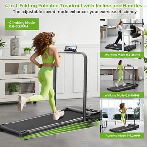 Caminadora Eléctrica Plegable Portátil Compacta con Pantalla LED, Manillares Inclinables, 3.0HP, Capacidad de 320 Libras, 0.6-6.2MPH, para el Hogar y Espacios Pequeños - Product Image 3