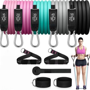 Set de 11 Bandas de Resistencia de 150 Libras para Entrenamiento de Fuerza, Equipo de Fitness para Ejercicio en Casa con Asas y Anclajes - Product Image 3