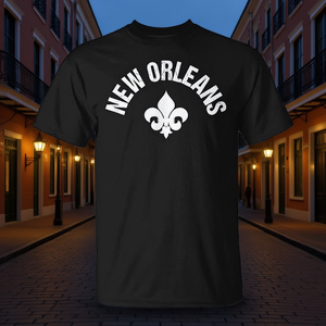 T-shirt Fleur De Lis de la Nouvelle-Orléans, noir, chemise promotionnelle pour hommes - Product Image 3