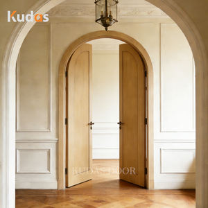 Puertas Interiores de Madera Maciza de Roble Blanco, Estilo Francés Moderno, Arqueadas, Dobles, Abatibles, para Dormitorios - Product Image 2