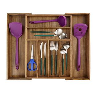 Acacia Gỗ Nhà Bếp bạc ngăn kéo tổ chức mở rộng dao kéo khay bằng gỗ dụng cụ khay chủ - Product Image 3