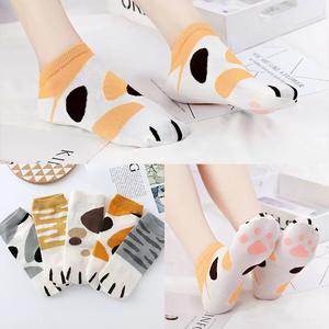Mulheres senhoras primavera outono bonito fino <span class=keywords><strong>cartoon</strong></span> impressão gato cão pata tornozelo meias - Product Image 2
