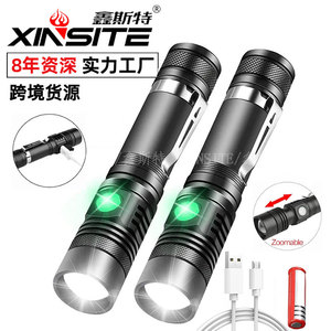 Linterna LED con zoom, recargable por USB, 5W de alta potencia, luz para ciclismo con batería incorporada para senderismo y camping - Product Image 1