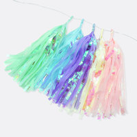 5er-Pack Modell Neon-Film Bunte Große Papierquasten Schillernde Blumen Bänder Hochzeitsraum-Dekoration Party-Dekorationszubehör