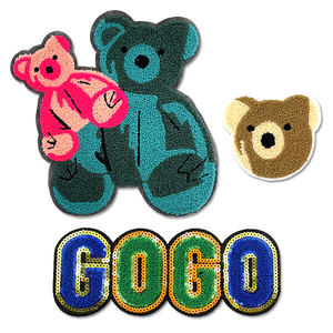 Patch en <span class=keywords><strong>tissu</strong></span> éponge brodé <span class=keywords><strong>avec</strong></span> des sequins, grand ours, broderie de dessin animé, accessoires de vêtements brodés à la machine - Product Image 1