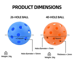 Pickleball durable approuvé par l'USAPA, 48p/40/26 trous, rotation extérieure - Product Image 3