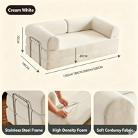 Modulares Zweisitzer-Schlafsofa mit Stoffbezug, 65D Schaumstoff, Hochdichter Schaum, Edelstahlrahmen, 4 Größenoptionen für Wohnzimmer