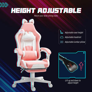 Chaise de jeu avec repose-pieds pour joueurs et esports Chaise de jeu vidéo <span class=keywords><strong>Coussin</strong></span> confortable pour le soutien <span class=keywords><strong>lombaire</strong></span> Dossier réglable - Product Image 5
