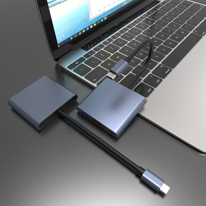 สายอลูมิเนียมอัลลอยสีทองตัวเชื่อมต่อแบบ3 in 1 USB-C อะแดปเตอร์4K30HZ ข้อมูล USB PD 100W สำหรับ MacBook <span class=keywords><strong>Samsung</strong></span> smartphone - Product Image 3