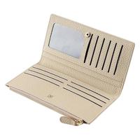 Dompet Wanita Kulit Asli Model Clutch Kapasitas Besar, Dompet Panjang Anti RFID dengan Resleting dan Tempat Kartu