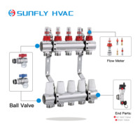 Système de chauffage au sol radiant Sunfly Débitmètre chauffant au sol en laiton Collecteur collecteur UFH Groupe de mélange Pack de contrôle Collecteur