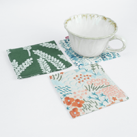 Sous-verre carré en tissu brodé, motifs floraux et feuilles variés, multicolore, pour cadeau et protection de table