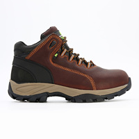 Bottes de sécurité pour hommes, mi-hautes, en cuir embossé marron, résistantes