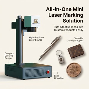 Machine de marquage laser à fibre mini tout-en-un, graveur laser portable de bureau pour la gravure de métaux sur mesure pour les boutiques de cadeaux et le bricolage, gravure au micron. - Product Image 1