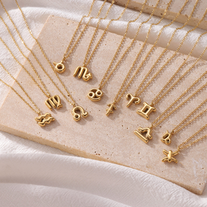 Moda 12 Constelaciones Zodiac Charm collares acero chapado en oro collar venta al por mayor moda colgante joyería para regalo - Product Image 2