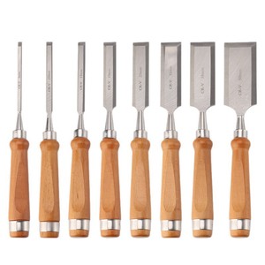 Ensemble de ciseaux à bois 6-25 mm en acier au chrome-vanadium, manches en bois dur allemand, outils de sculpture sur bois - Product Image 1