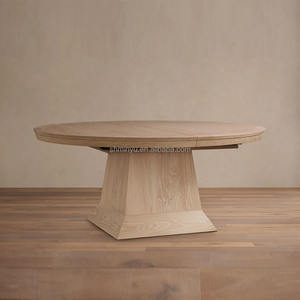 โต๊ะอาหารไม้โอ๊คแท้ทรงกลมแบบขยายได้ 6 ที่นั่ง ทนทาน ใช้ในบ้าน - Product Image 2