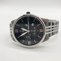 Montre à quartz de style commercial de luxe, cadran en verre étanche, logo personnalisable, bracelet en acier inoxydable, pointeur à l'ancienne de 42mm