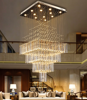 Lustre carré en cristal K9 en acier inoxydable à LED dimmable, approvisionnement direct usine, pour villa et salon
